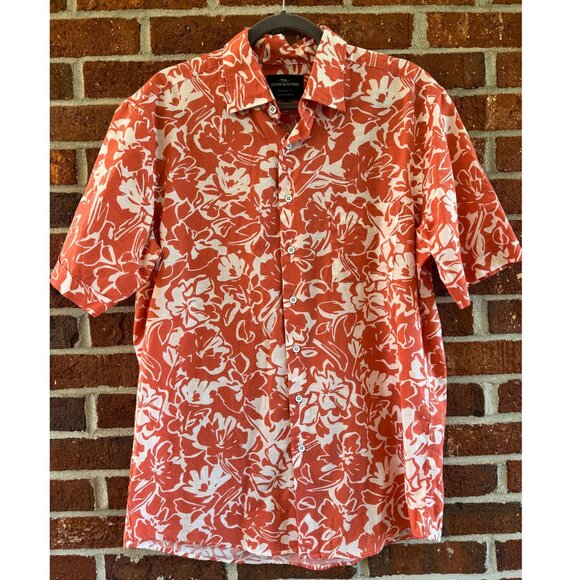 Rodd & Gunn Floral Cotton Shirt L Orange White - Picture 1 of 9